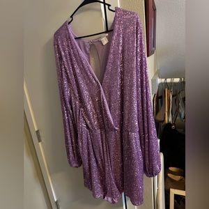 Eras Tour Sequin Glitter Lavender Haze Plus Size Jumpsuit Romper